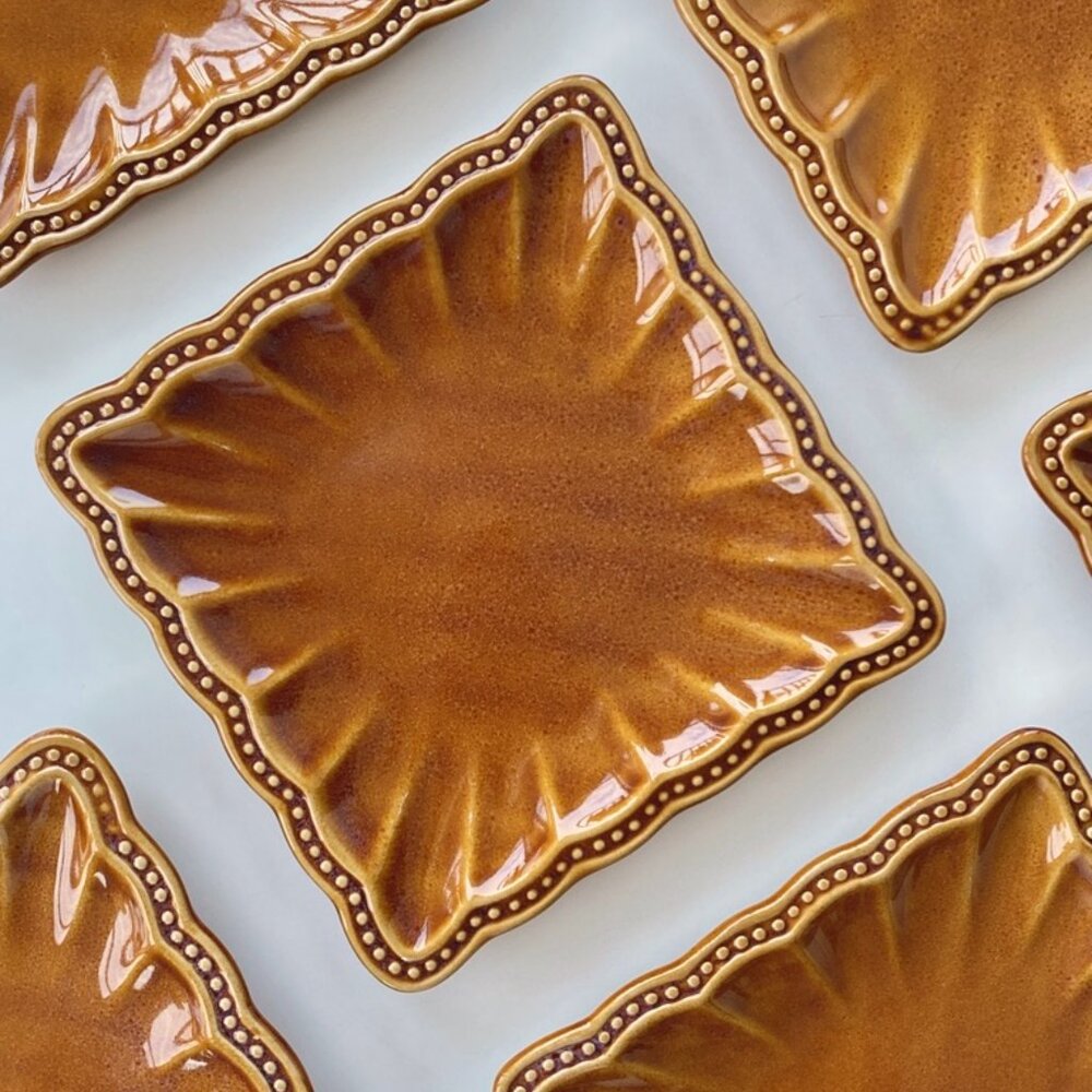 Hobnail Honey Brown Stoneware Plates (set of 6)